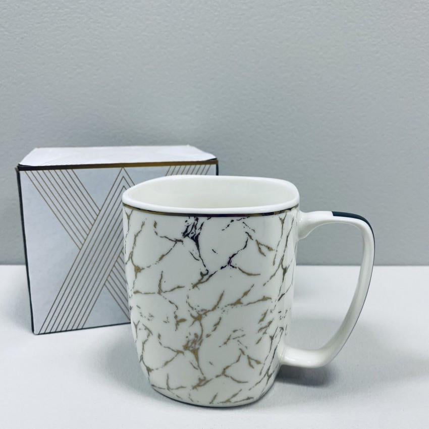 Чашка S&T 20700 фарфоровая 380 мл Белый мрамор