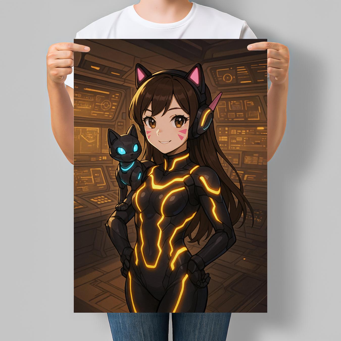 Постер в стиле аниме Киберкотячая девушка-пилот 42x60 см A2 без рамки (ANIME104_A2)