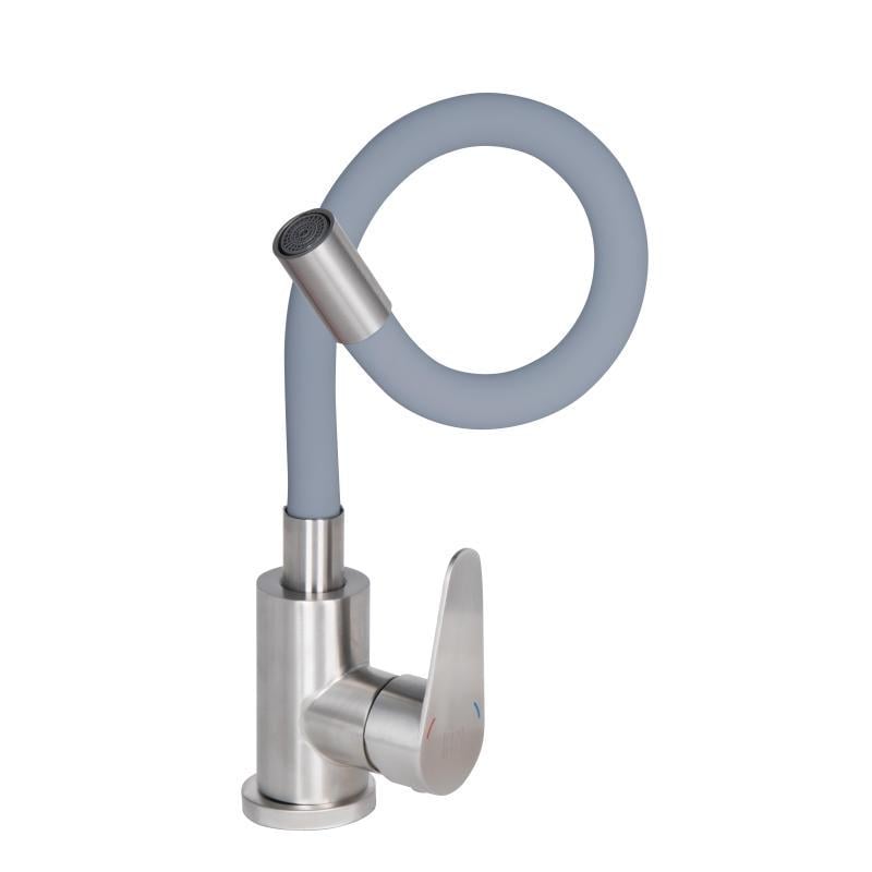 Смеситель для кухни с гибким изливом Lidz Vida 04R-GFS Grey