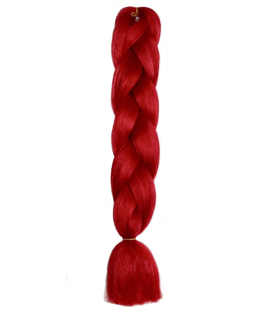 Канекалон Jumbo braid однотонный для плетения 60 см 100 г Красный (КН6000в12)