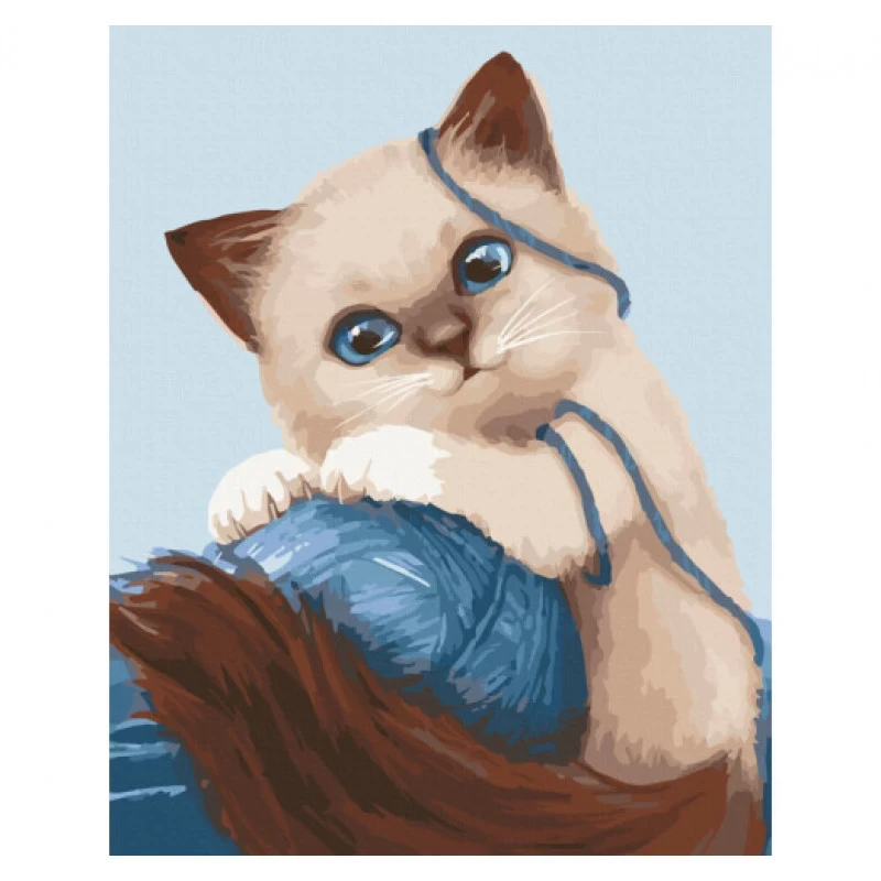 Алмазна мозаїка Грайливе кошеня 30х40 см на полотні з підрамником (GB70665)