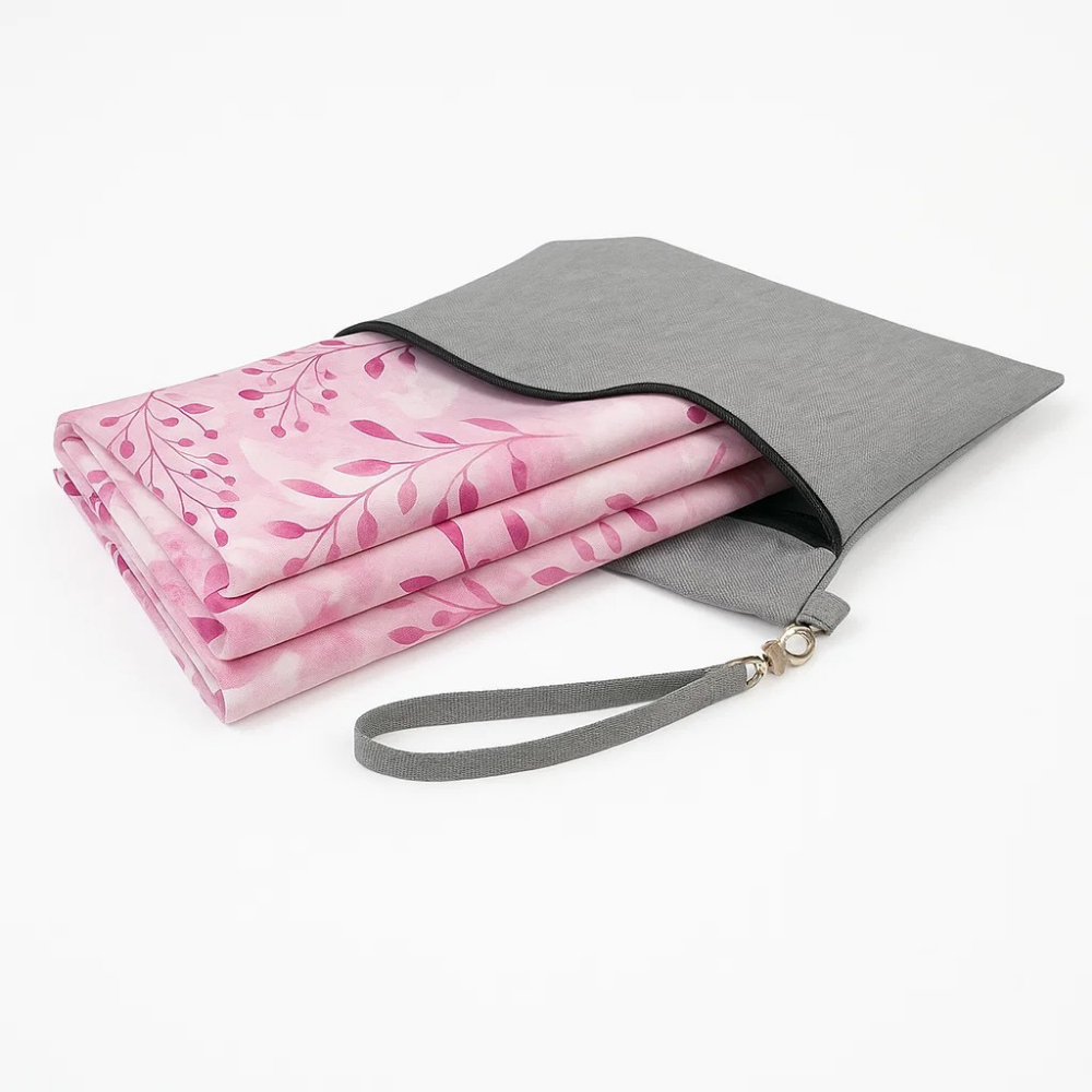 Коврик для йоги и фитнеса складной мягкий из каучука и спортивной замши 3D-принт 183х68 см Бело-розовый - фото 3