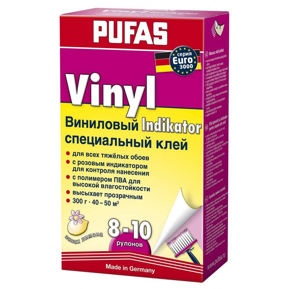 Клей обойный Pufas Виниловый Индикатор 300 г Прозрачный (7143384)