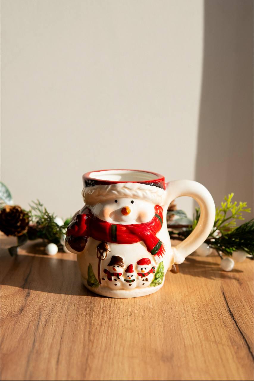 Кружка керамічна Сніговики 450 мл Бiлий Кружка керамічна Сніговики 450 мл Бiлий