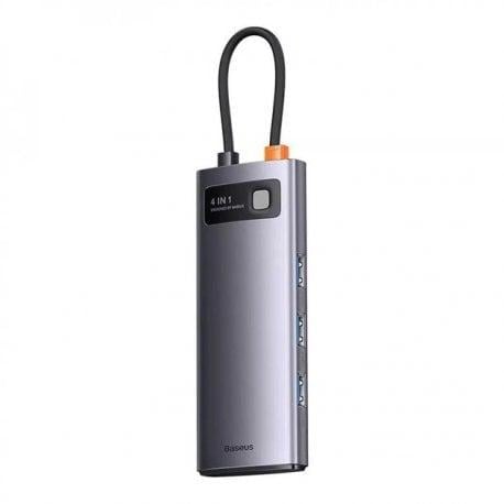 Адаптер HUB BASEUS Metal Gleam Multifunctional 4в1 Type-C 4xUSB3.0 Gray (WKWG070013)