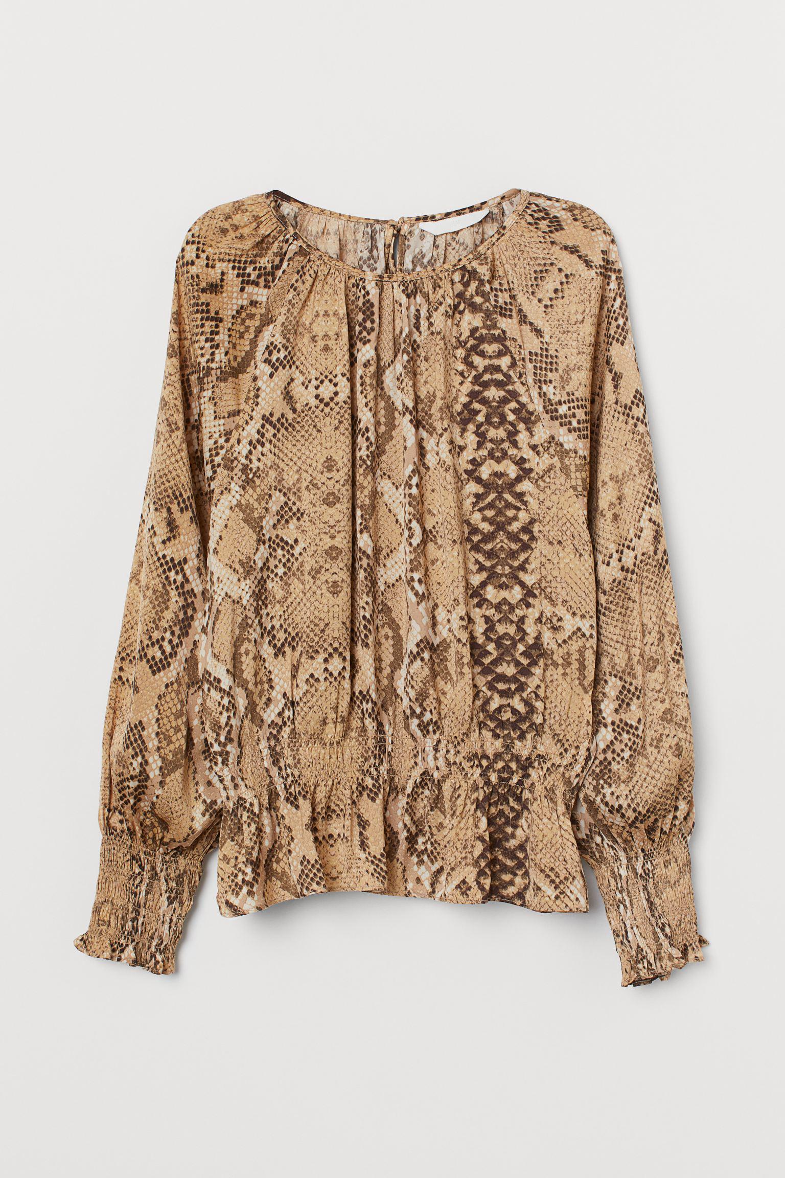 Блуза H&M Принт р. 34 Бежевий (6047893090)