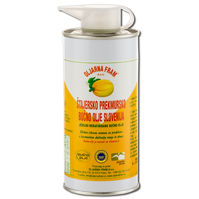 Масло тыквенных семечек Oljarni Fram первого отжима нерафинированное в металлической банке 0,25 л (104)