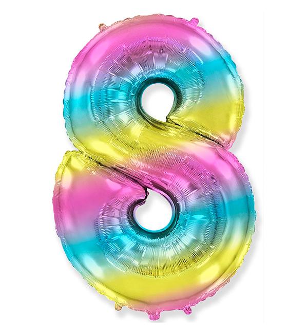 Шарик Цифра "8" 36 см Радуга