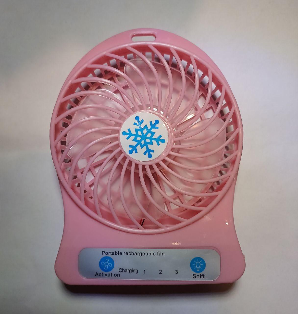 Вентилятор настольный портативный мини с фонариком Розовый (9311b225)