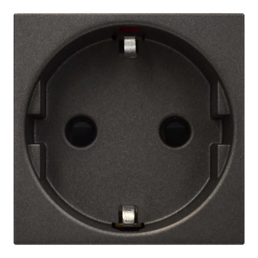 Розетка Zenit Антрацит одинарна із заземленням та захисними шторками (2CLA228800N1801)