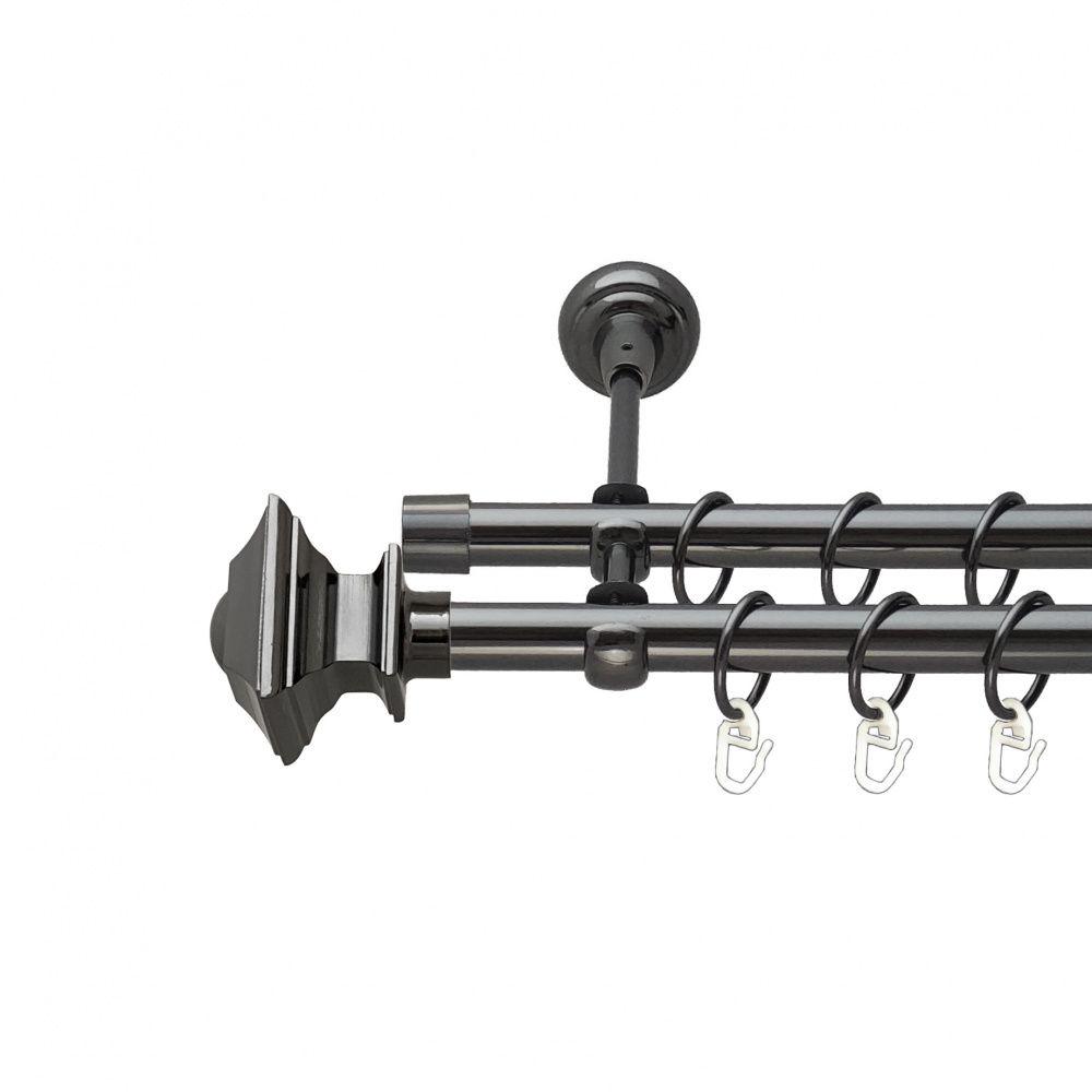 Карниз Orvit Борджеза металевий дворядний відкритий гладка труба кільце металеве 19/19 мм 300 см Онікс (00-00014916)