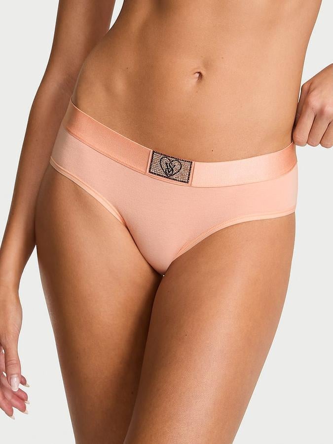 Трусики женские Victoria Secret Logo Cotton Shine Patch Hiphugger M Персиковый (293779546875)