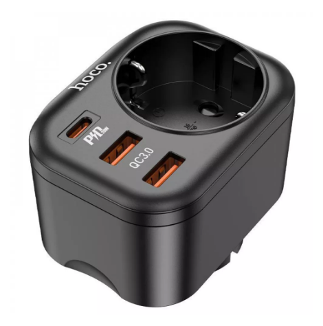 Мережевий фільтр Hoco NS3 1AC\2xUSB\Type-C PD\QC 3,0 Black (568622)