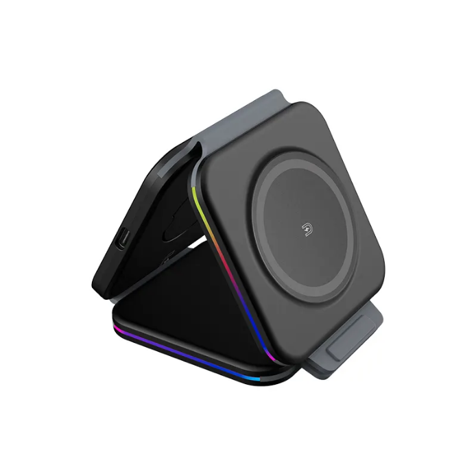 Зарядка беспроводная магнитная складная Magsafe RBG F21 15W 3в1 для Iphone 14-12/Apple watch/Airpods (11253288)