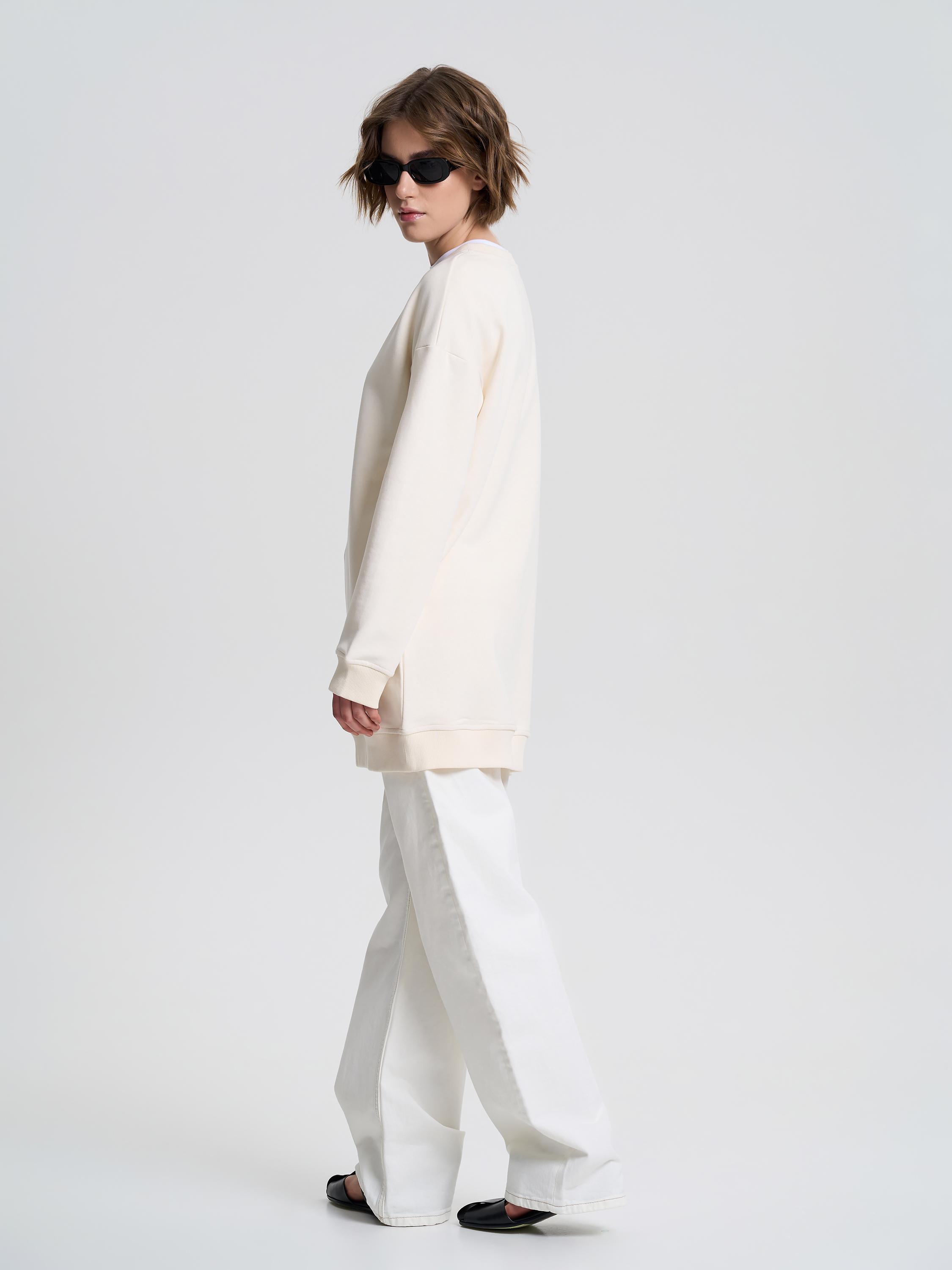 Свитшот-туника женский ROZA 240647 XS Светло-бежевый (4824005719226) - фото 6 Свитшот-туника женский ROZA 240647 XS Светло-бежевый (4824005719226) - фото 6