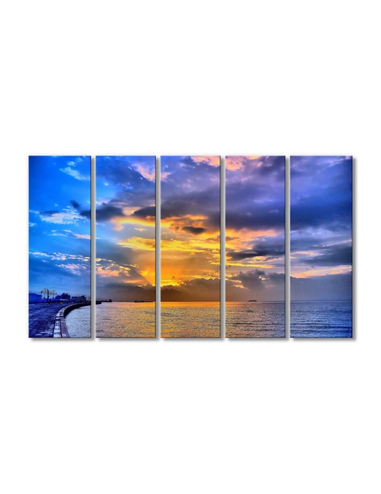 Картина модульная Пейзаж желтый закат 5 модулей 80x120 см