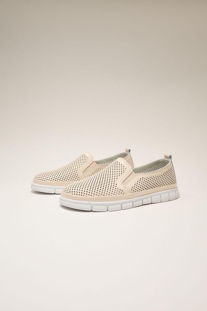 Мокасини жіночі ALLSY шкіряні р. 39 Бежевий (195160) - фото 5