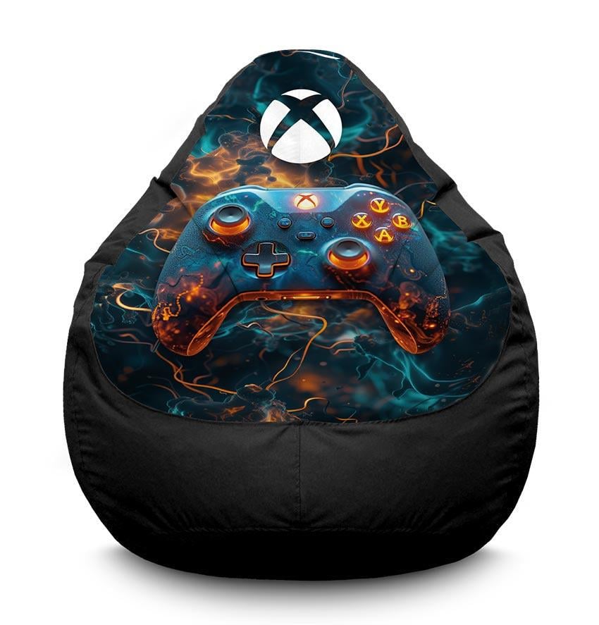 Крісло-мішок iPuff XBOX Геймпад з лого Оксфорд XXXL 100х135 см Чорний (100042)
