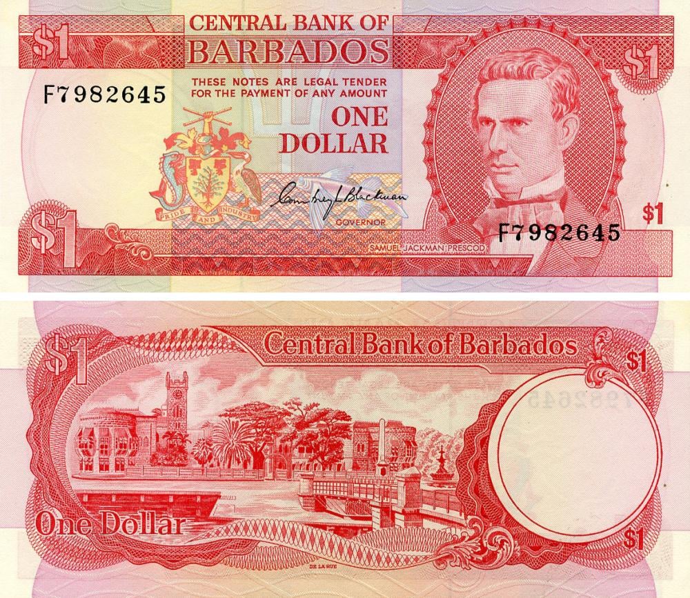 Коллекционная банкнота Барбадос 1 доллар 1973 UNC (P29)