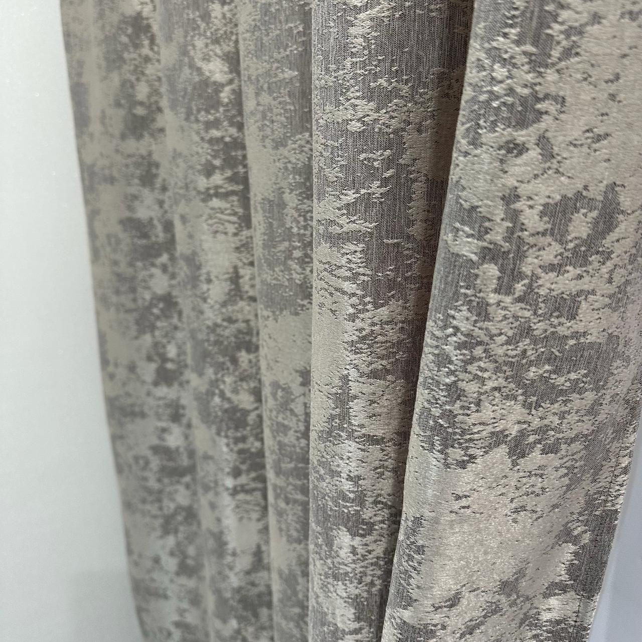 Шторы жаккардовые с мраморным узором среднее затемнение 1,5x2,7 м 2 шт. Бежево-серый (28796108) - фото 8