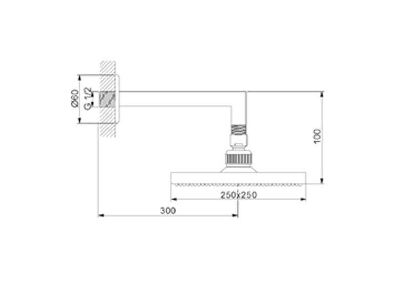 Верхний душ NEWARC Corner 470531 250 мм с держателем настенным (29652) - фото 2