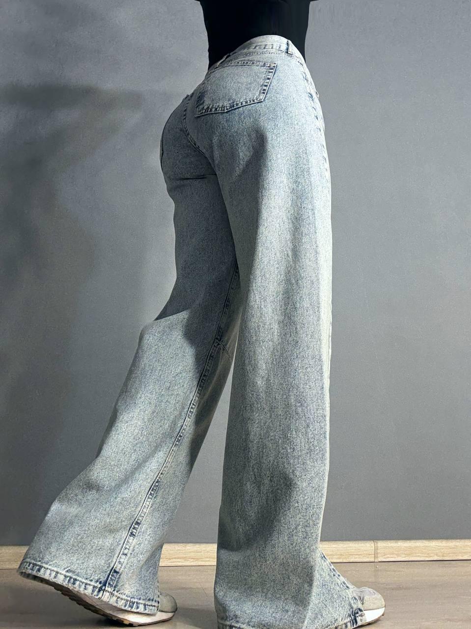 Джинси жіночі ITS Basic 3055 LOOSE FIT косий шов розріз знизу прямі р. 36 Сіро-зелений (1408) - фото 3