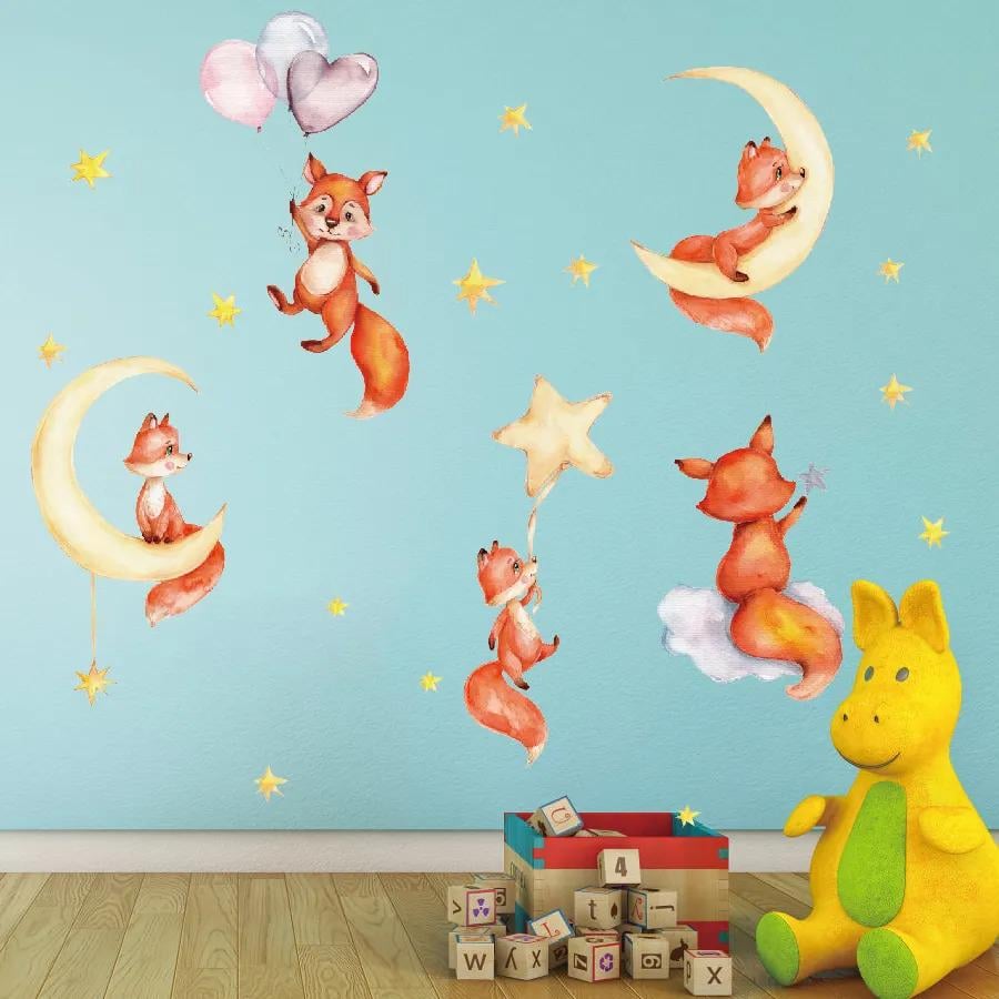 Наклейки вінілові Грайливі декоративні лисички в дитячу кімнату 30х90 см Наклейки вінілові Грайливі декоративні лисички в дитячу кімнату 30х90 см