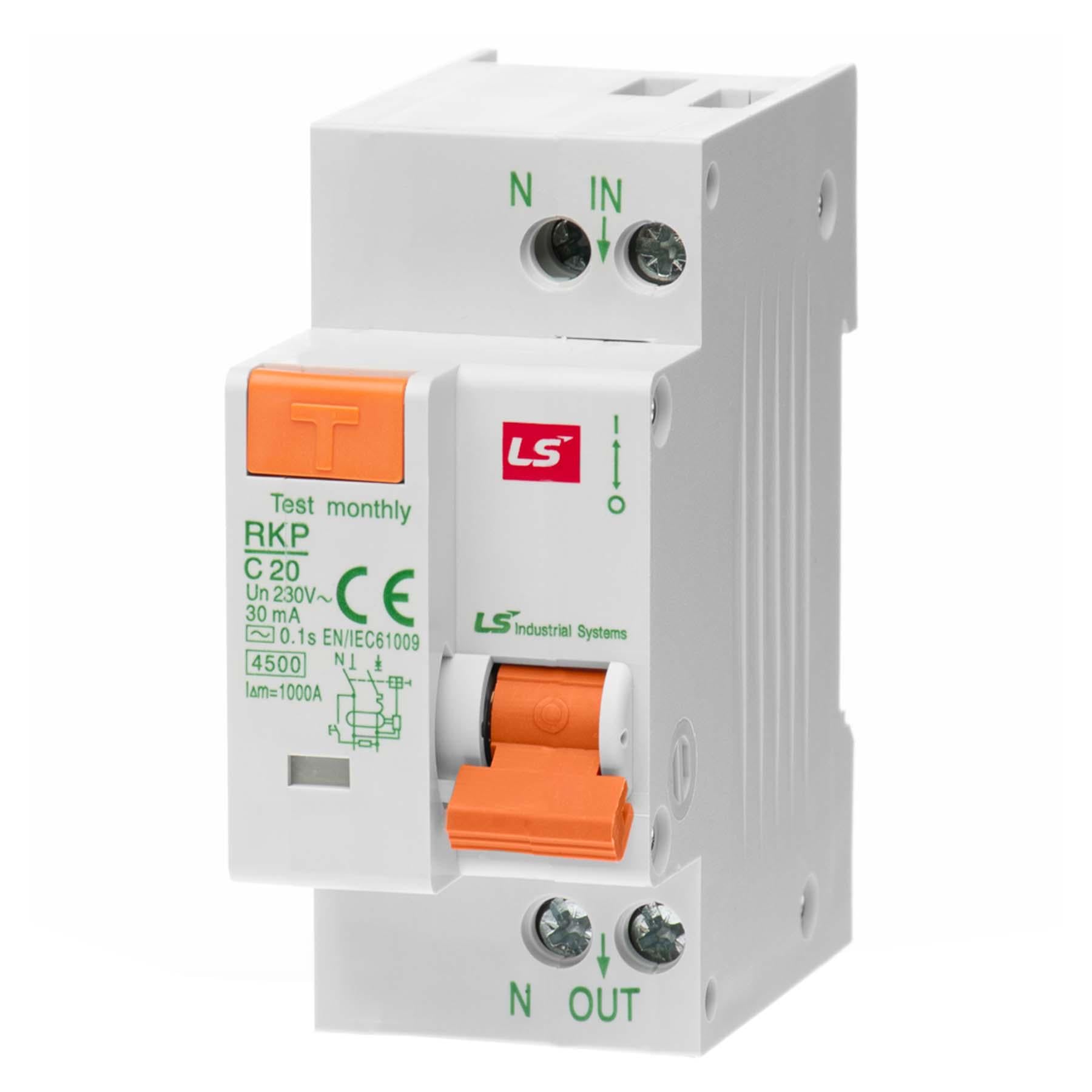 Дифференциальный выключатель LS Electric RKP 1P+N C20A 30 mA АС (062203808B)