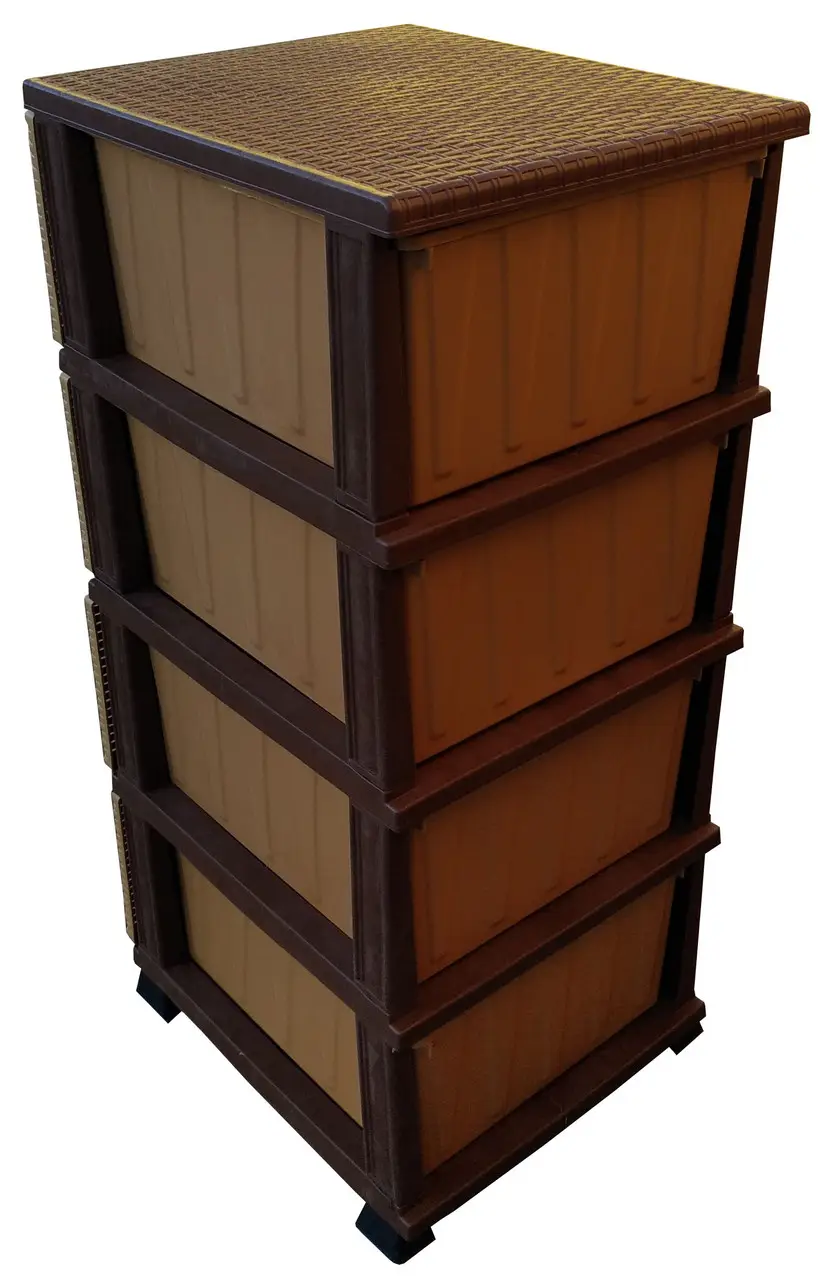 Комод пластиковий Elif Plastik Ротанг 4 ящики Бежевий (1757-Б) - фото 3 Комод пластиковий Elif Plastik Ротанг 4 ящики Бежевий (1757-Б) - фото 3