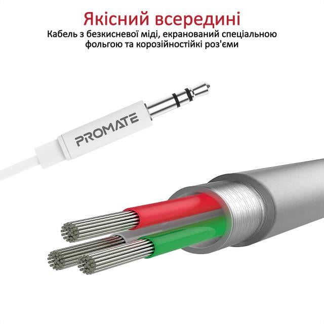 Перехідник Promate AudioLink-LT1 Mini-Jack 3,5 мм/Lightning MFI 1 м White - фото 4