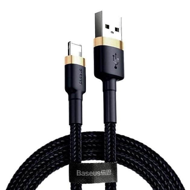 Кабель для быстрой зарядки BASEUS Cafule Cable USB to Lightning 2,4 A 1 м Black/Gold (CALKLF-BV1) - фото 1 Кабель для быстрой зарядки BASEUS Cafule Cable USB to Lightning 2,4 A 1 м Black/Gold (CALKLF-BV1) - фото 1