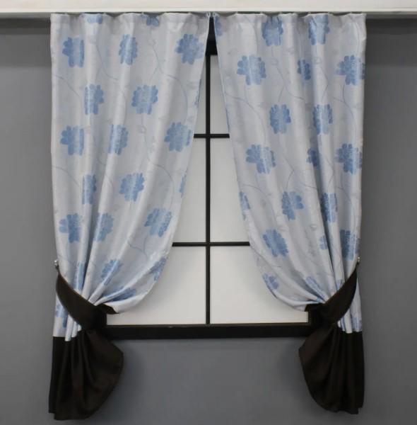 Комплект штор 1х1,7 м 2 шт. Голубой/Черный (033дк)