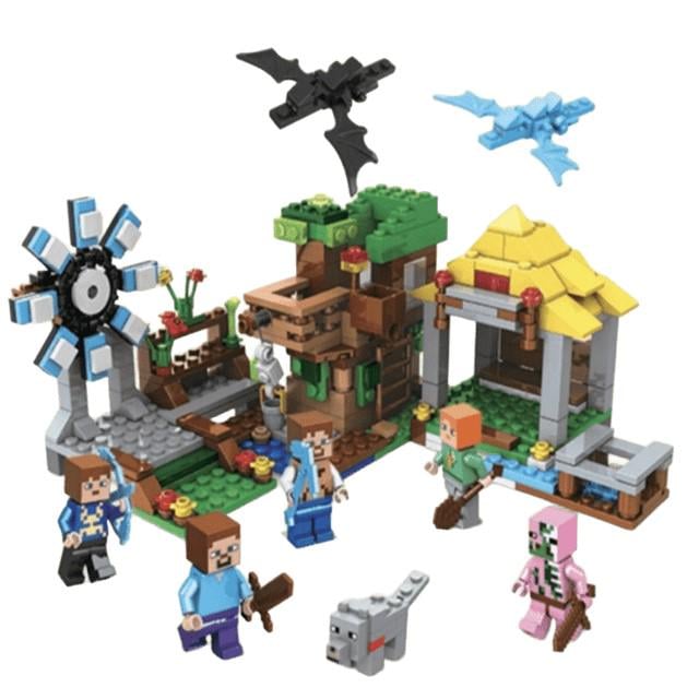 Конструктор Майнкрафт My World Добывающая станция с ветряной мельницей и домиком на дереве 393 дет.