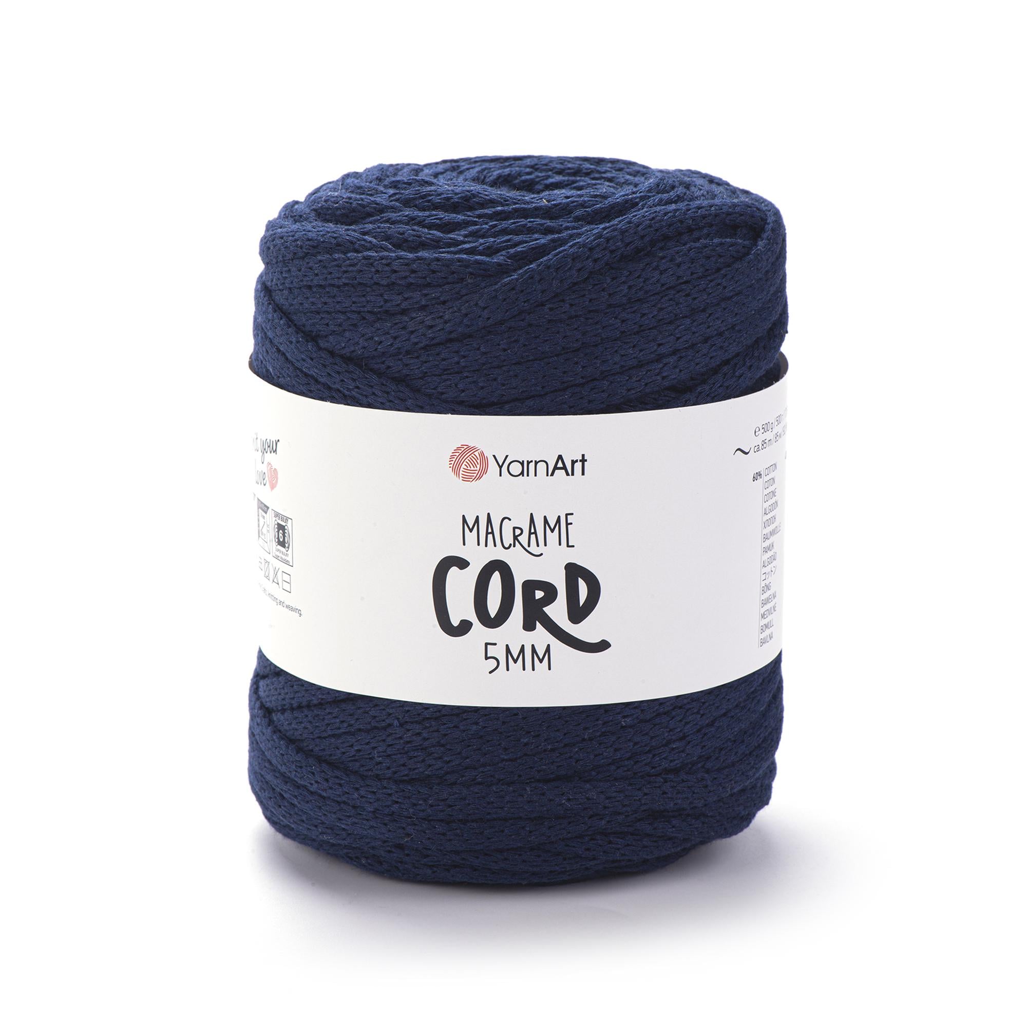 Шнур плетеный Macrame Cord с сердечником 5 мм Темно-синий №784 (2298015036)
