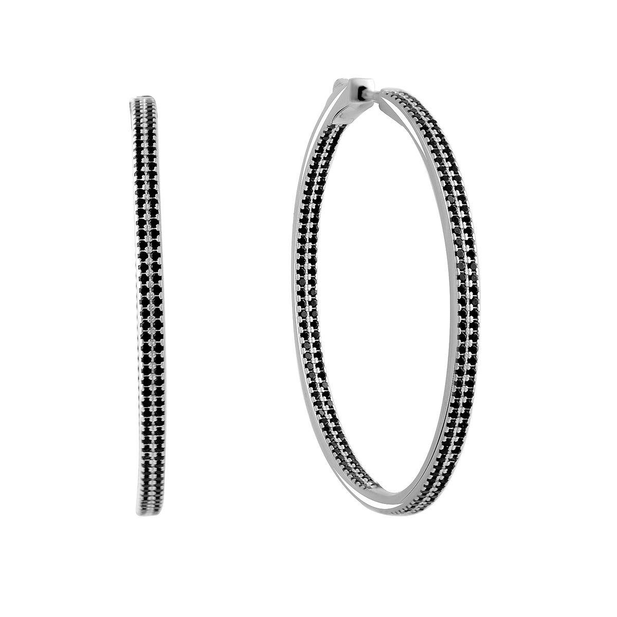 Срібні сережки-конго з чорними фіанітами Срібні сережки-конго з чорними фіанітами