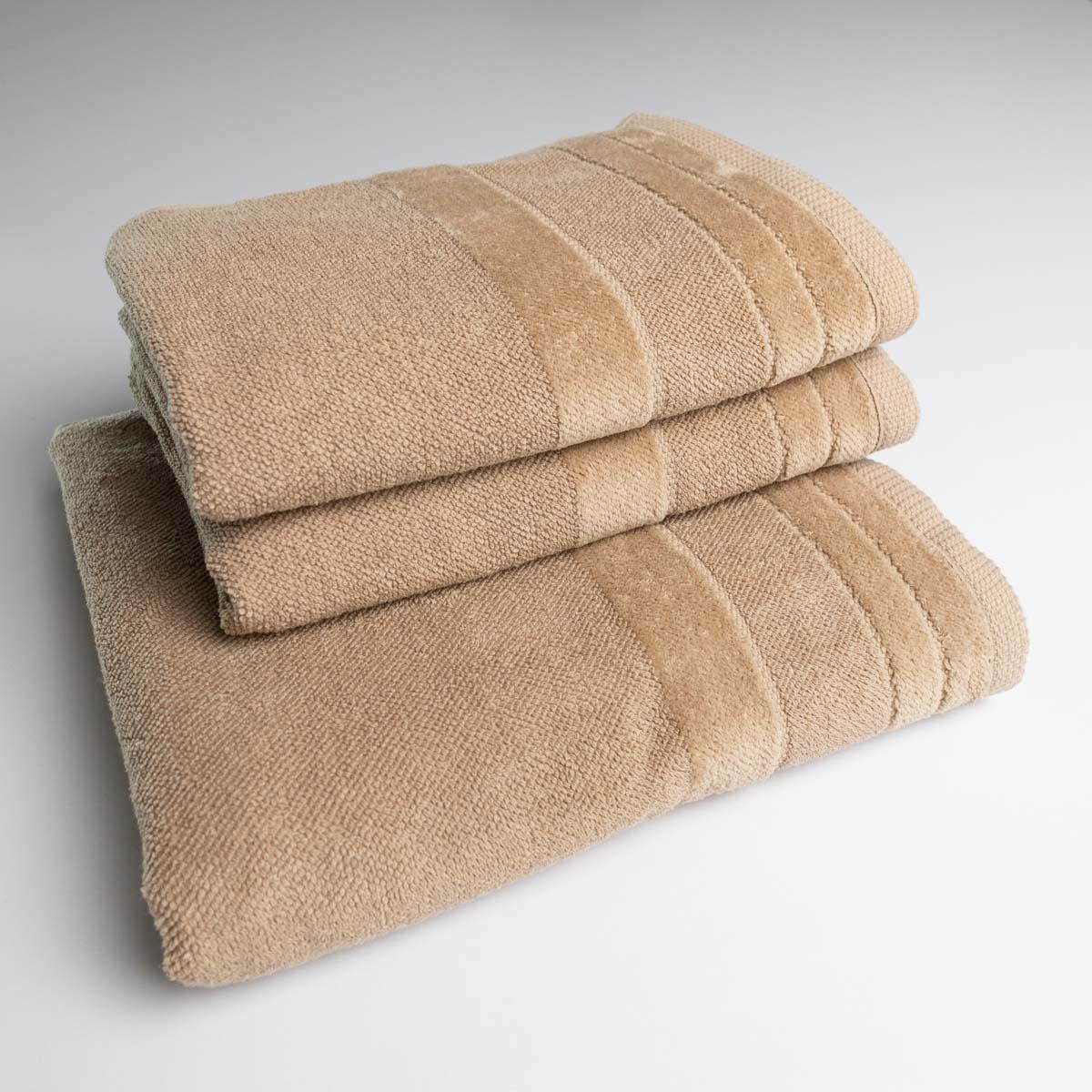 Набор махровых полотенец GM Textile 500 г/м2 с велюровым бордюром 3 шт. 50х90/50х90/70х140 см Капучино (rmvb500-k3-capp)