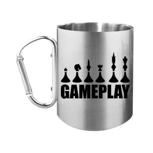 Чашка с ручкой карабин Шахматный геймплей 280 мл Серебряный (17754071-49-203067) - фото 1 Чашка с ручкой карабин Шахматный геймплей 280 мл Серебряный (17754071-49-203067) - фото 1