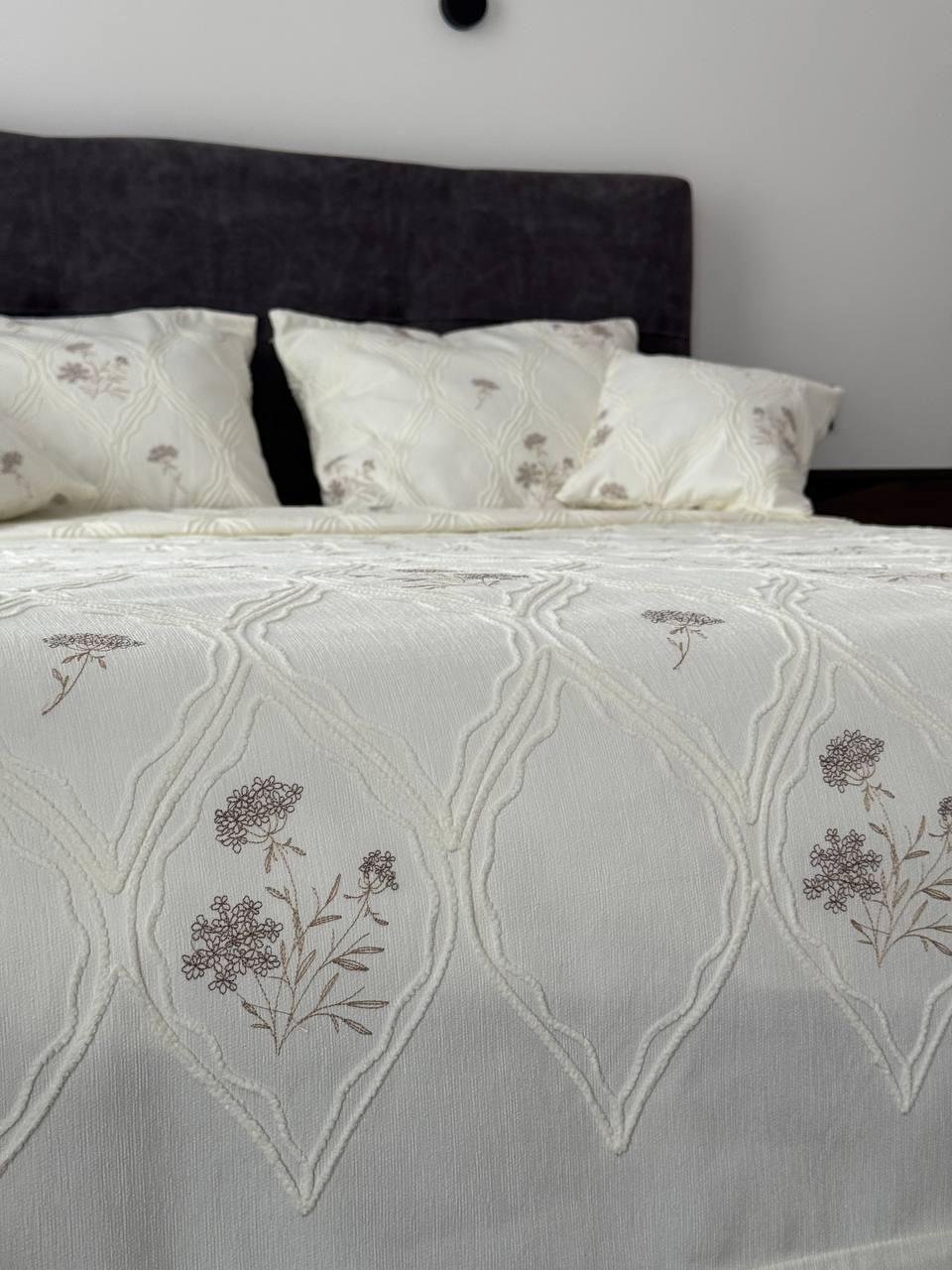 Покривало Бароко №4 бавовна 200х250 см Молочний (55677-4-200x250cm) - фото 2 Покривало Бароко №4 бавовна 200х250 см Молочний (55677-4-200x250cm) - фото 2