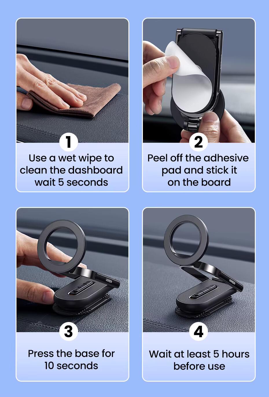 Держатель магнитный для телефона в машину UGREEN LP924 Magsafe Black (LP924) - фото 16