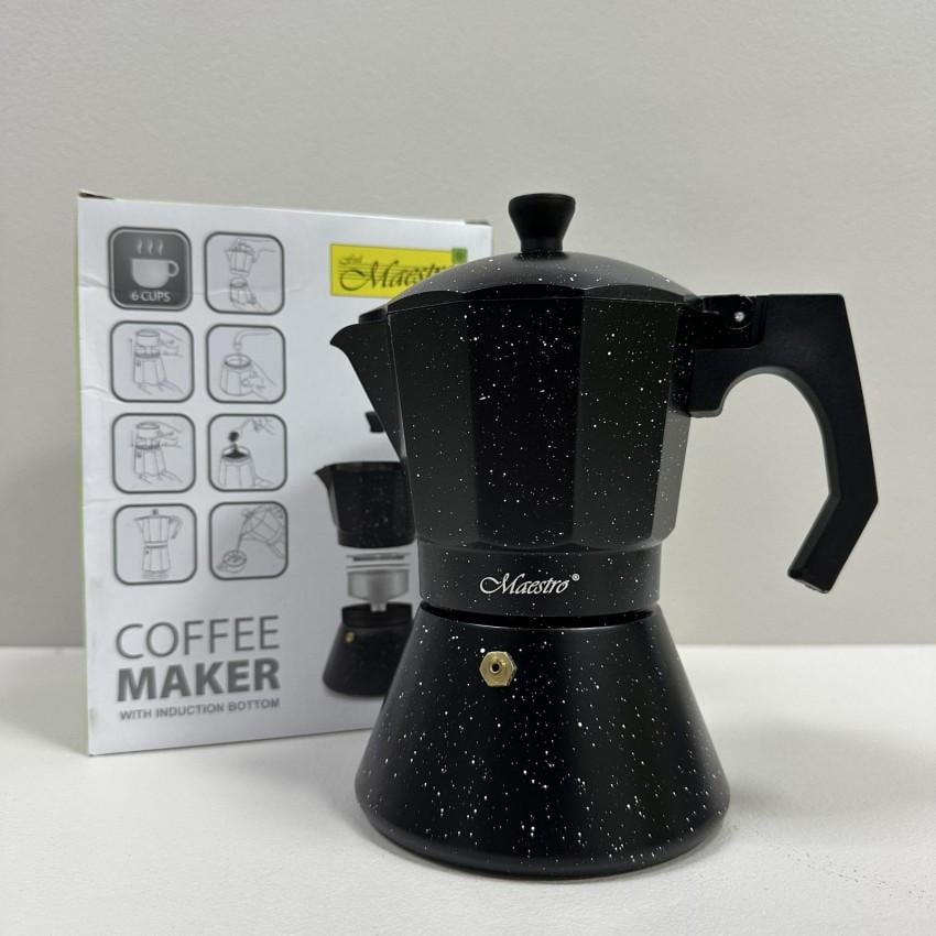 Гейзерна кавоварка алюмінієва Espresso Moka Maestro MR-1667-6 300 мл Чорний (2807306377)