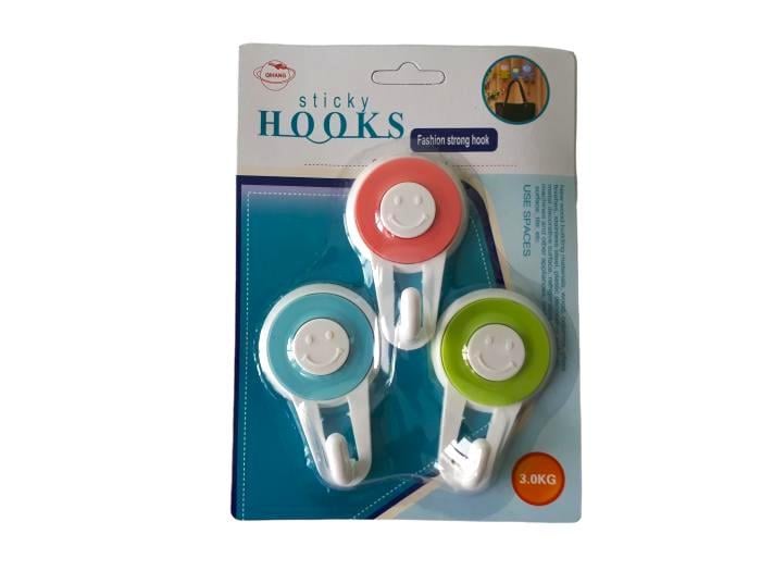 Крючок-держатель для полотенец на липучке Смайл пластиковый 8х4,5 см 3 шт. (687612096) Крючок-держатель для полотенец на липучке Смайл пластиковый 8х4,5 см 3 шт. (687612096)