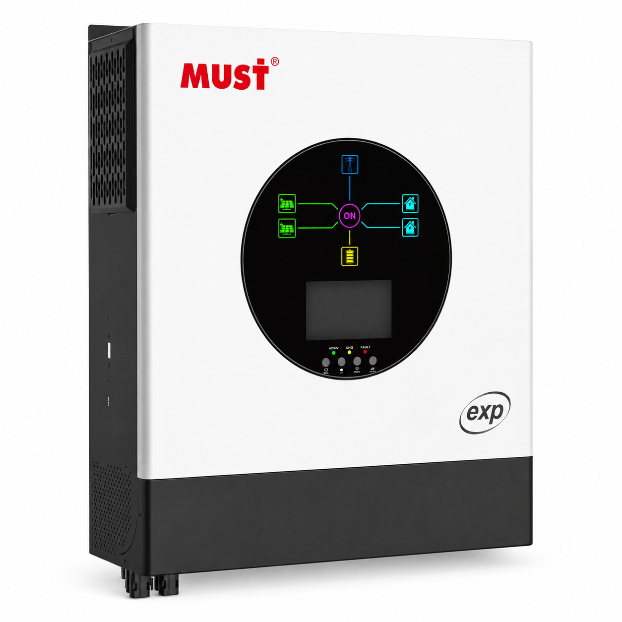 Инвертор гибридный с чистой синусоидой Must PV19-6248 EXP 1 фаза 6,2 кВт 48V 120A Wi-Fi RS-485 White Инвертор гибридный с чистой синусоидой Must PV19-6248 EXP 1 фаза 6,2 кВт 48V 120A Wi-Fi RS-485 White