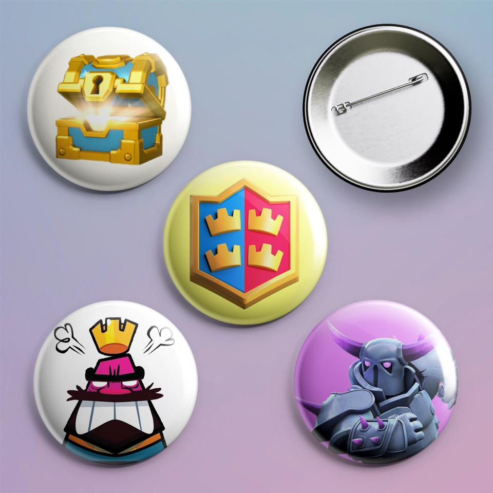 Значки на рюкзак с принтом игры Clash Royale 4 шт.