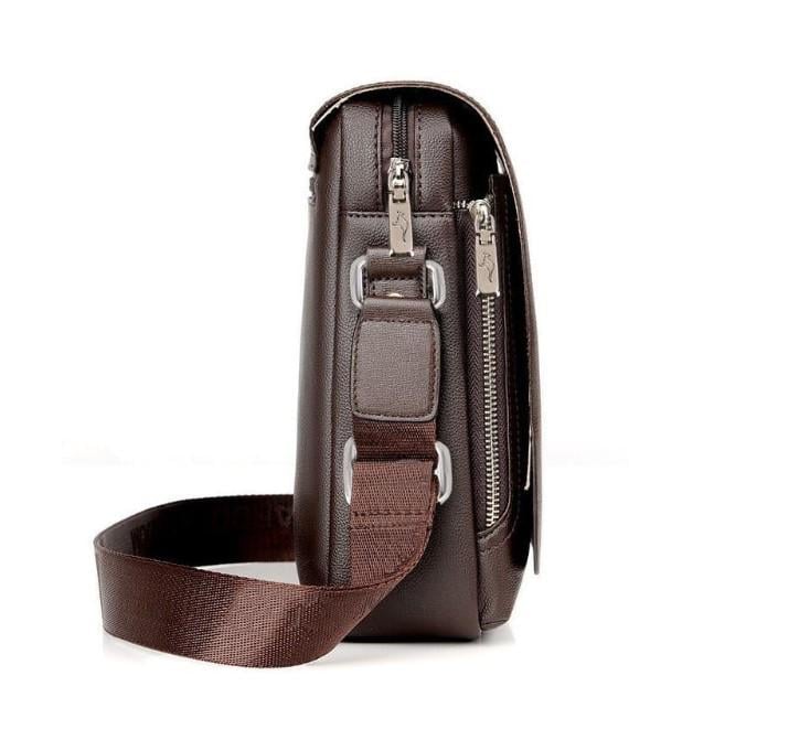 Мужская сумка Kangaroo Kingdom кожаная через плечо 25х23х9 см Коричневий - фото 3 Мужская сумка Kangaroo Kingdom кожаная через плечо 25х23х9 см Коричневий - фото 3