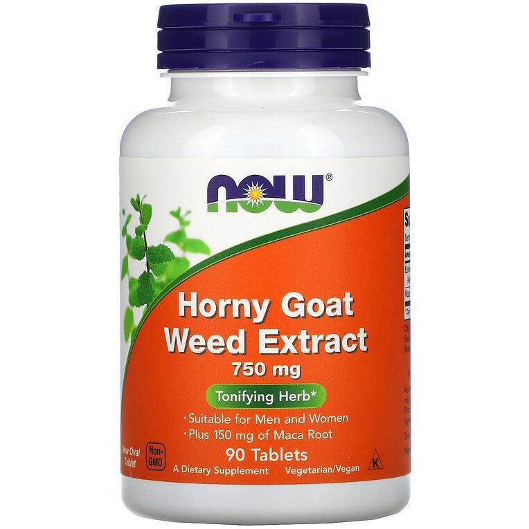 Екстракт гірки Now Foods Horny Goat Weed Extract 750 мг 90 таблеток (1016539617)