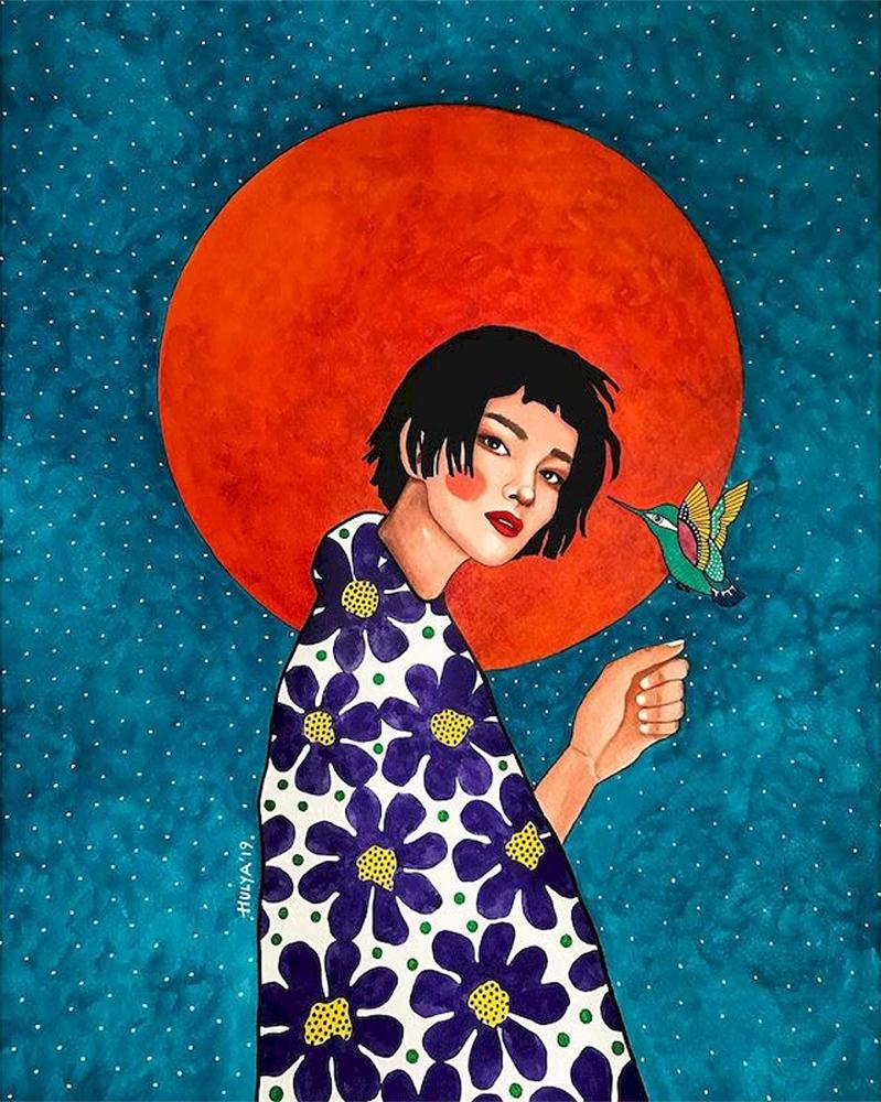 Алмазная мозаика Девушка с птицей 30x40 см (26082)