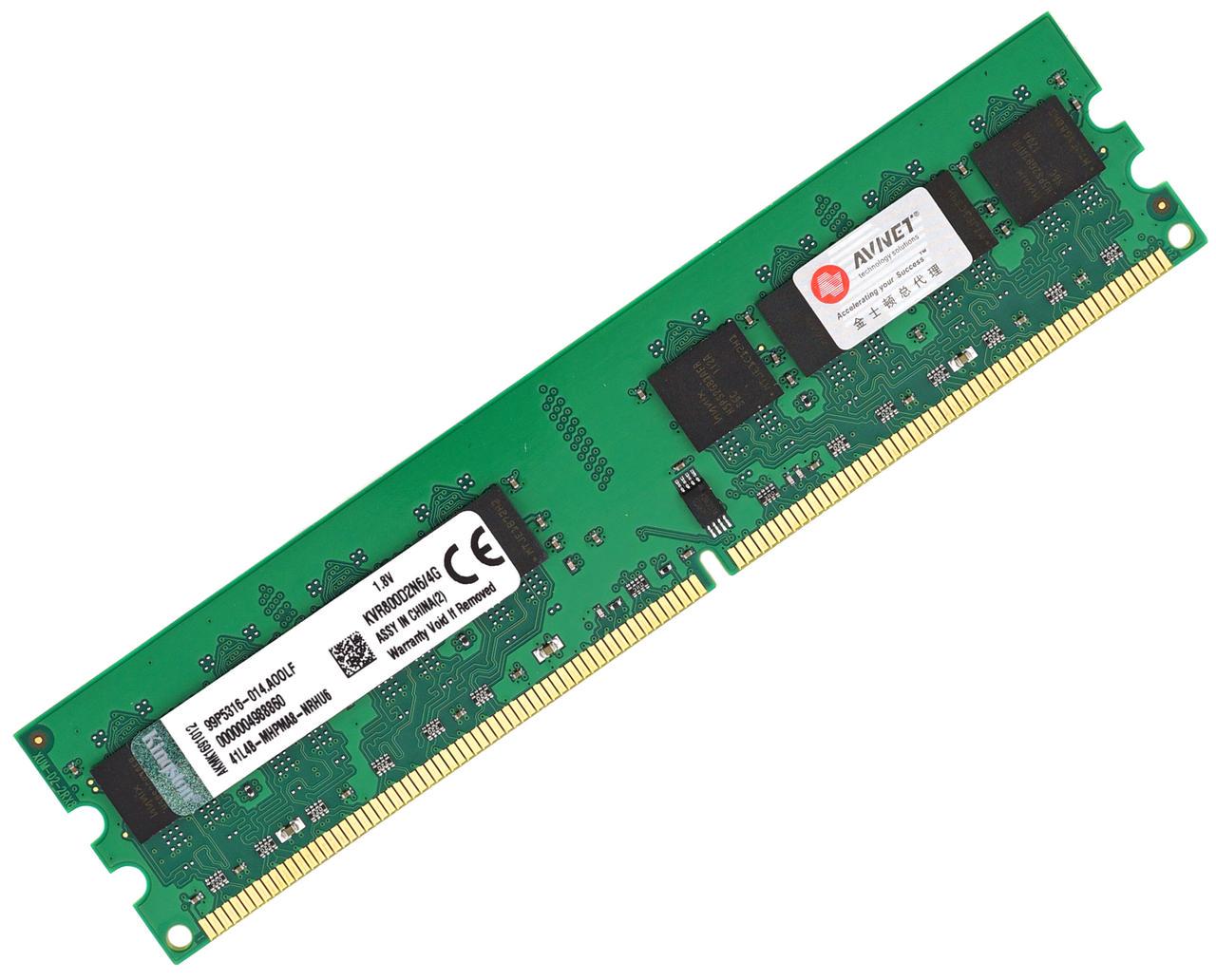 Оперативная память Kingston DDR2 4GB 800MHz, универсальная для Intel и AMD (KVR800D2N6/4G)