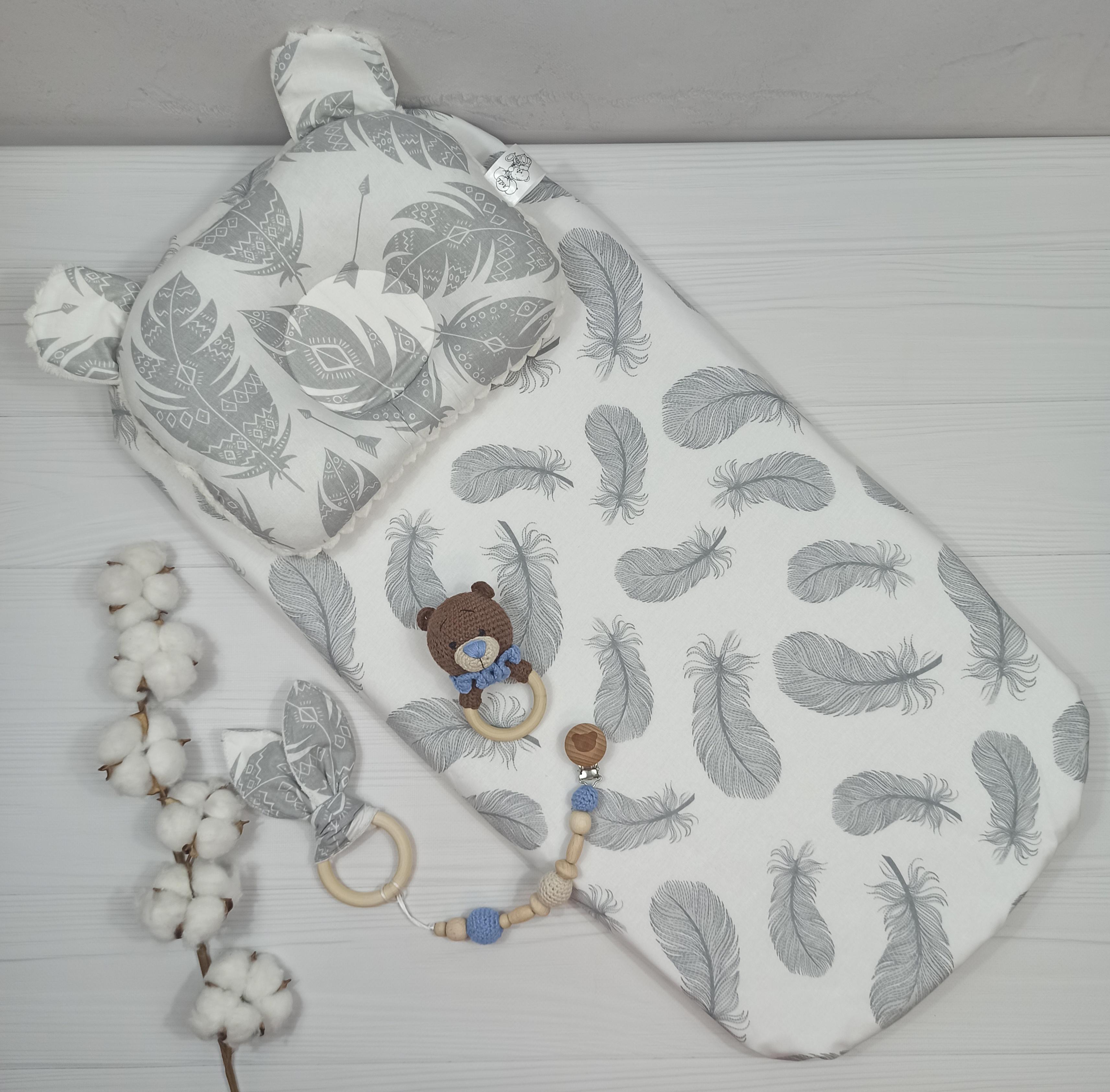 Набор в коляску a.l.babybox Перья Молочный (NA 18183305)