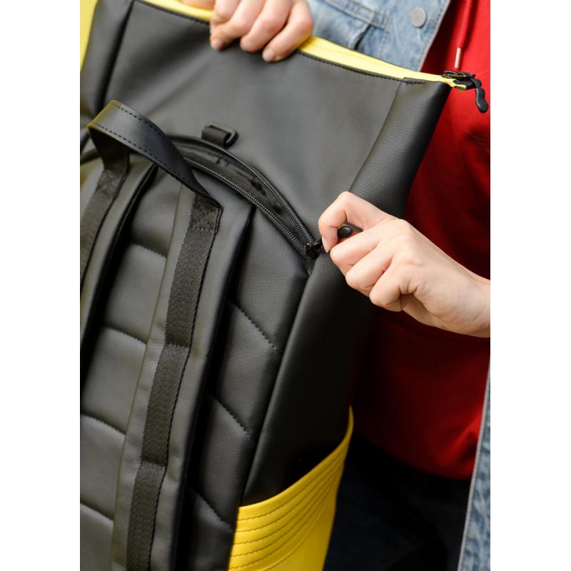 Рюкзак ролл Sambag RollTop MQN 41x27x18 см Черный с желтым - фото 6