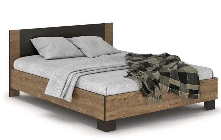 Ліжко Меблі Сервіс Вероніка з ортопедичним вкладом 140х200 см Дуб Апріл/Венге (1720)